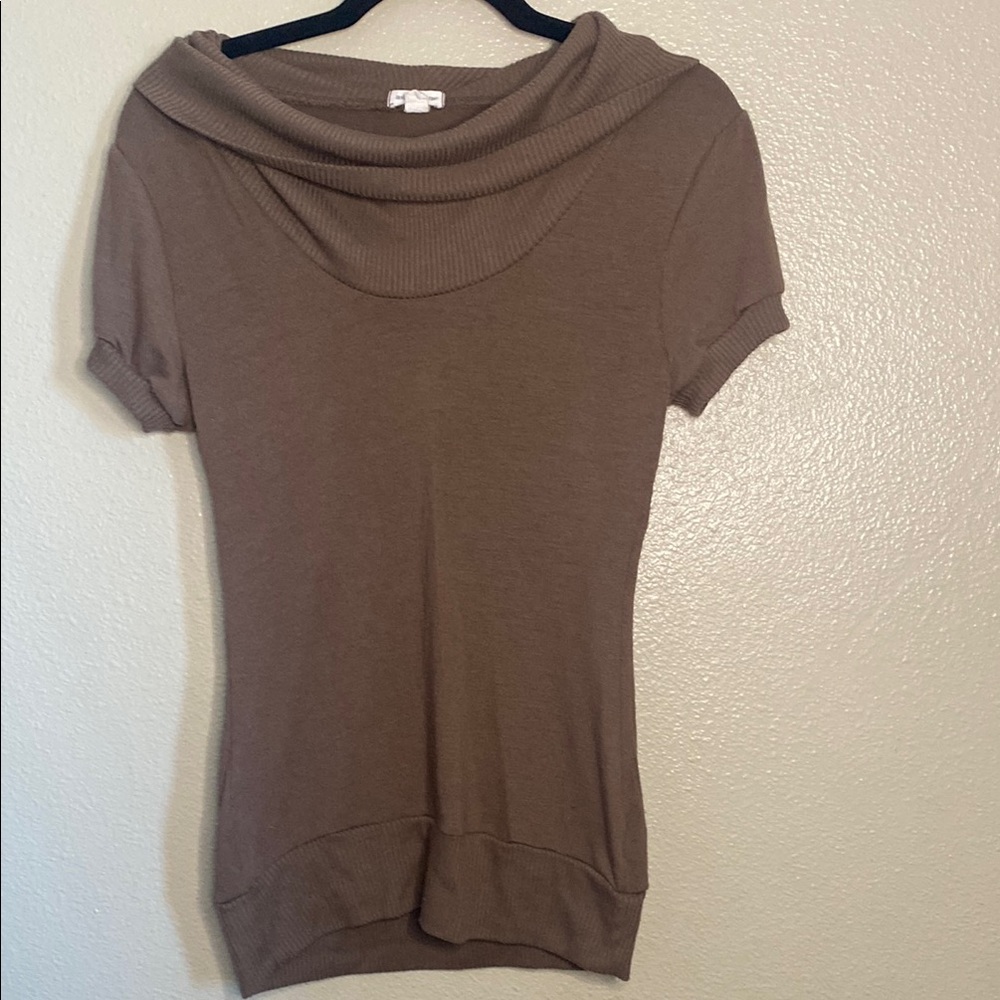 Chic Cowl Neck Brown Top
